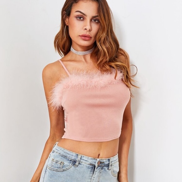 ‼️CLEARANCE Item‼️| SHEIN Pink Fur Crop Top - Picture 8 of 11